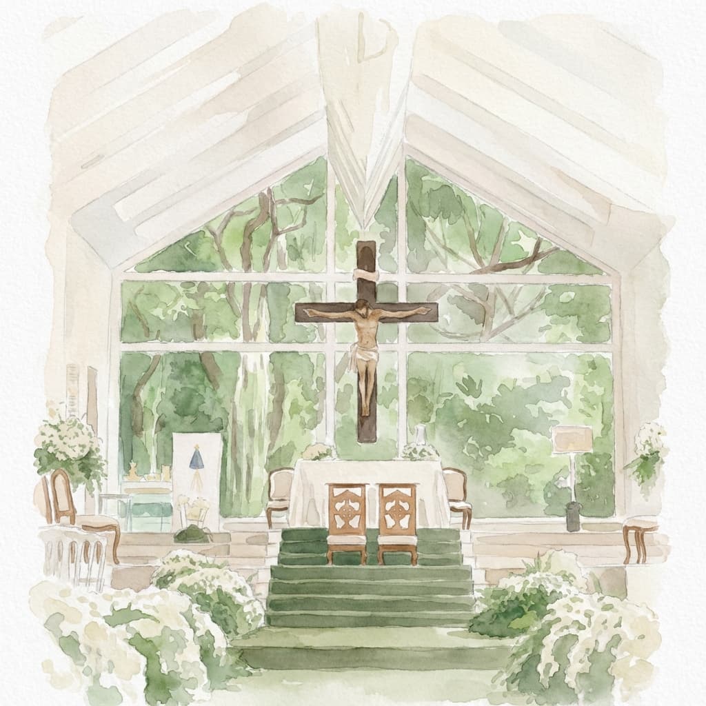 Ilustração em aquarela do local da cerimônia