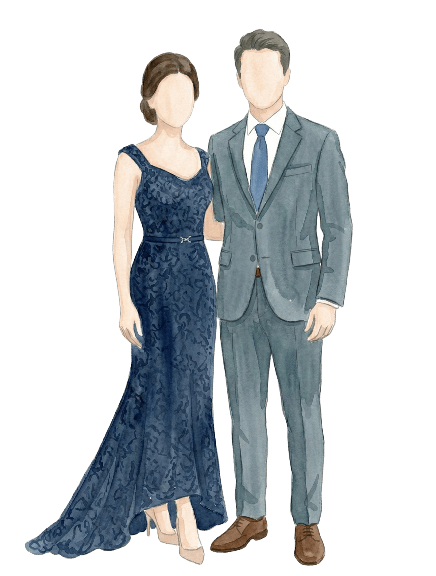 Ilustração em aquarela de um casal